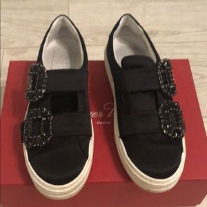 Roger Vivier Viv buckled satin sneakers